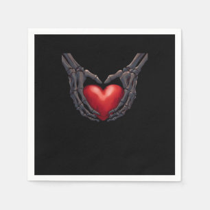 Serviette En Papier Skeleton Coeur main