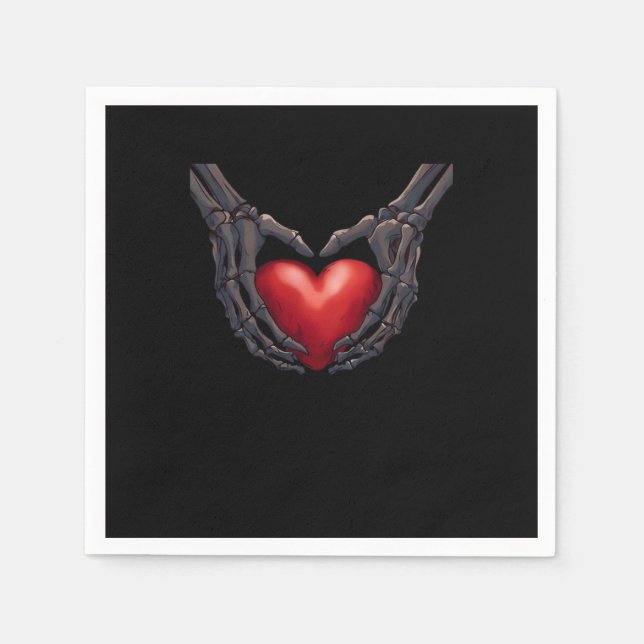 Serviette En Papier Skeleton Coeur main (Devant)