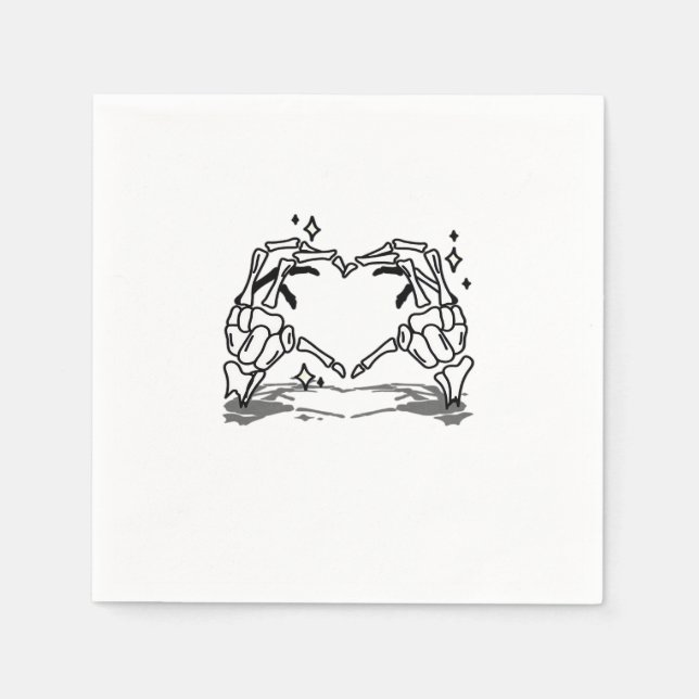 Serviette En Papier Skeleton Coeur main drôle Design (Devant)