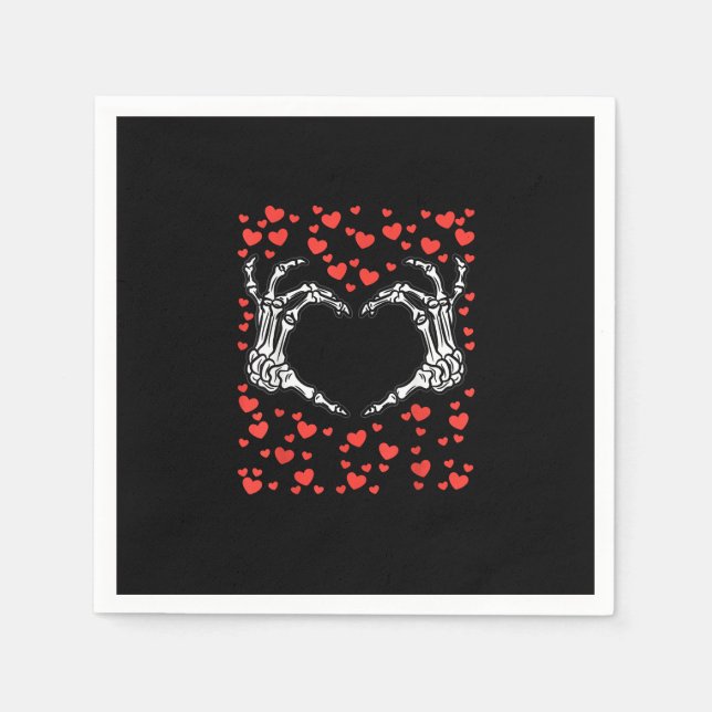 Serviette En Papier Skeleton Coeur main Valentines Jour Drôle Classiqu (Devant)