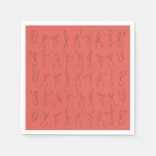 Serviette En Papier Skeleton Dance Halloween serviettes - orange