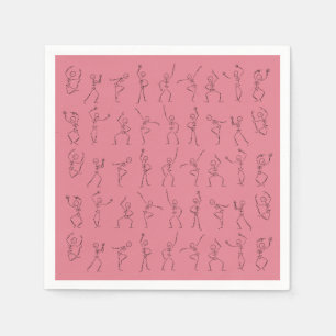 Serviette En Papier Skeleton Dance Halloween serviettes - rose