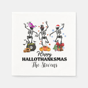 Serviette En Papier Skeleton Hallothanksmas heureux