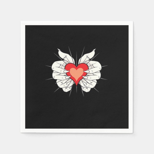 Serviette En Papier Skeleton Hands Heart Classic (Devant)