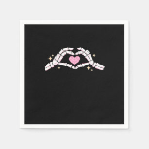 Serviette En Papier Skeleton Mains Coeur drôle