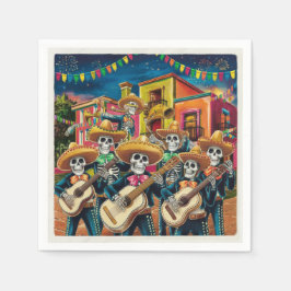 Serviette En Papier Skeleton Mariachi Band Día de Los muertos