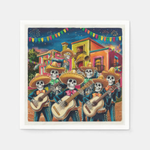 Serviette En Papier Skeleton Mariachi Band Día de Los muertos