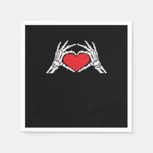 Serviette En Papier Skeleton Met Un Coeur Rouge Classique