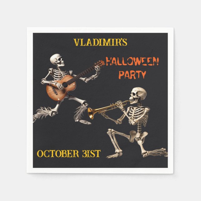 Serviette En Papier Skeletons éffrayants Halloween Party Personnalisé (Devant)