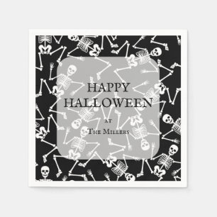 Serviette En Papier Skeletons Halloween Party Black
