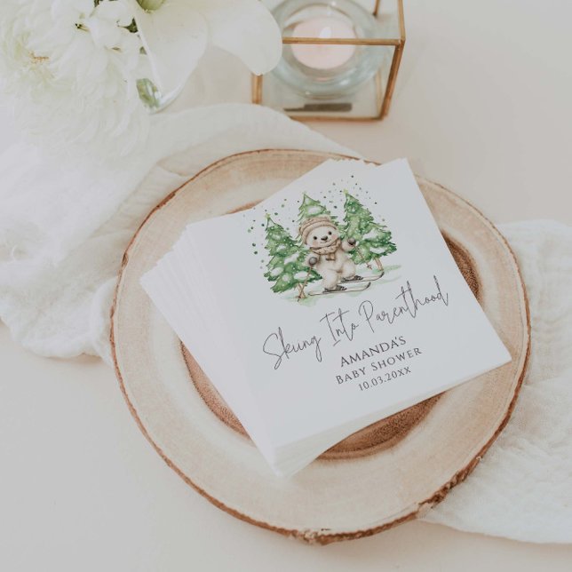 Serviette En Papier Ski dans le Baby shower d'hiver de la parentalité (Créateur téléchargé)