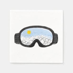 Serviette En Papier Ski Goggles Mountain View Illustration