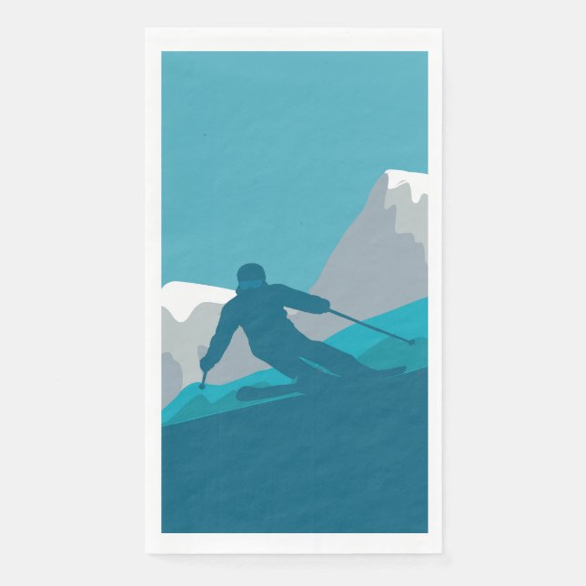 Serviette En Papier Skier Alpin Ski Sport Ski Party (Devant)