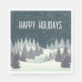 Serviette En Papier Skier de Noël aux pins d'hiver