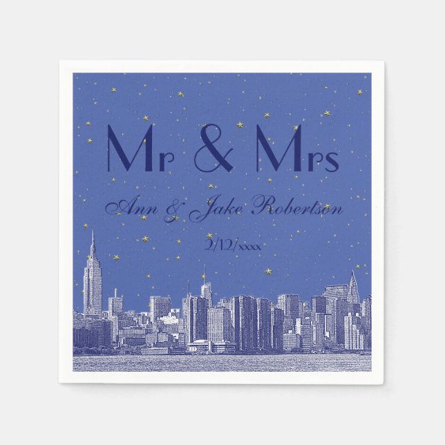 Serviette En Papier Skyline NYC do-it-yourself BG Blue Starry Mariage (Devant)