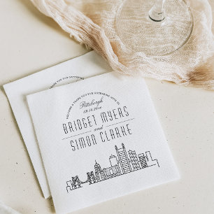 Serviette En Papier Skyline Pittsburgh Deco   Mariage Événement Napkin