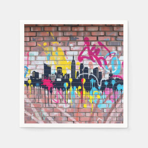 Serviette En Papier Skyline urbain peint en Spray