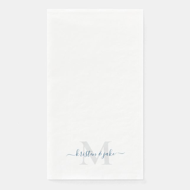 Serviette En Papier Sleek and Simple Teal Monogram Swash (Devant)