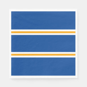 Serviette En Papier Sleek Navy Bleu Jaune Blanc Été Course Rayures