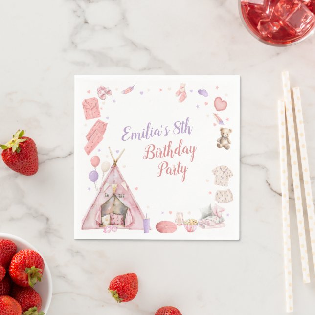 Serviette En Papier Sleepover Pajama Birthday Party (En situation)