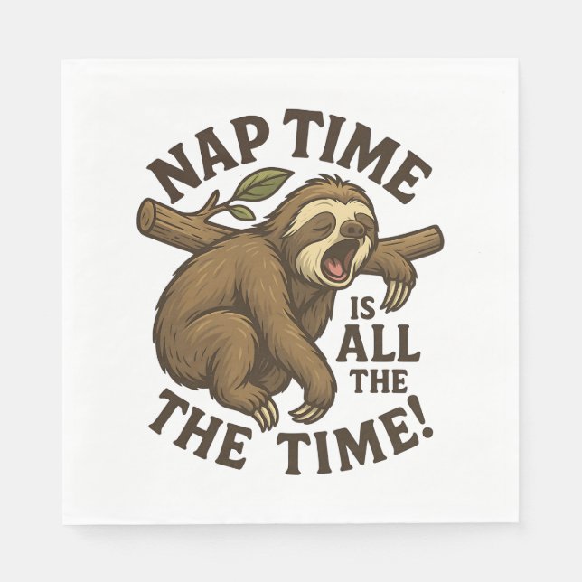 Serviette En Papier Sleepy Sloth Funny (Devant)