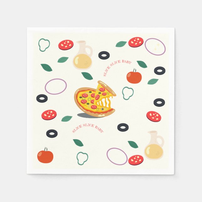 Serviette En Papier Slice Slice Baby Pizza moderne fête d'anniversaire (Devant)