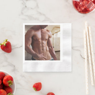 Serviette En Papier SlipperyJoe cheminée homme musclé six pack abs