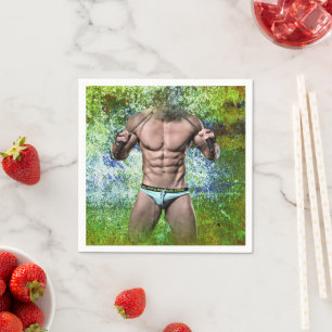 Serviette En Papier SlipperyJoe's blanc musculaire sexy homme speedo n