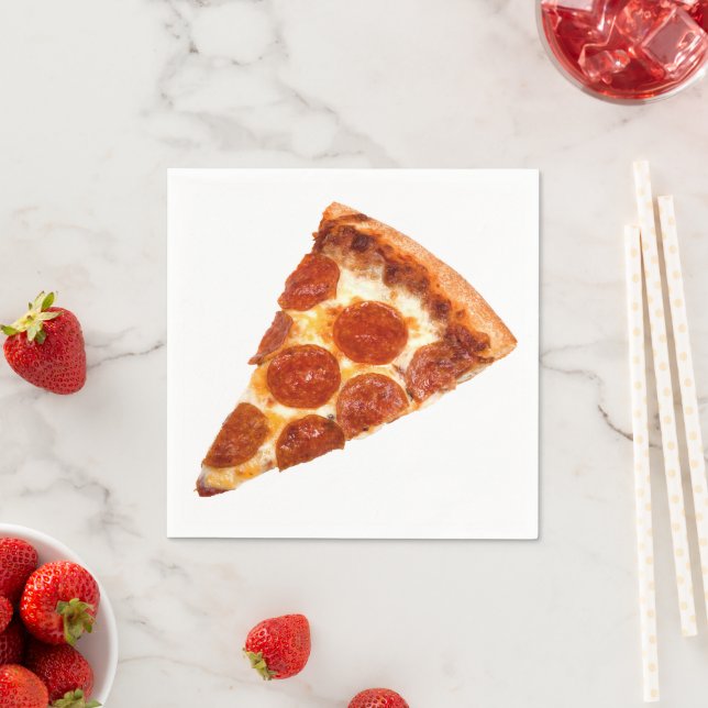 Serviette En Papier SlipperyJoe's classique pepperoni pizza tranche fo (En situation)
