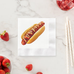 Serviette En Papier SlipperyJoe's hot dog ambiance estivale BBQ niché 