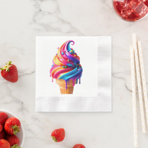 Serviette En Papier SlipperyJoe's vibrante crème glacée cone classique