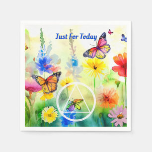 Serviette En Papier Slogan personnalisé Symbole AA Papillons et Fleurs