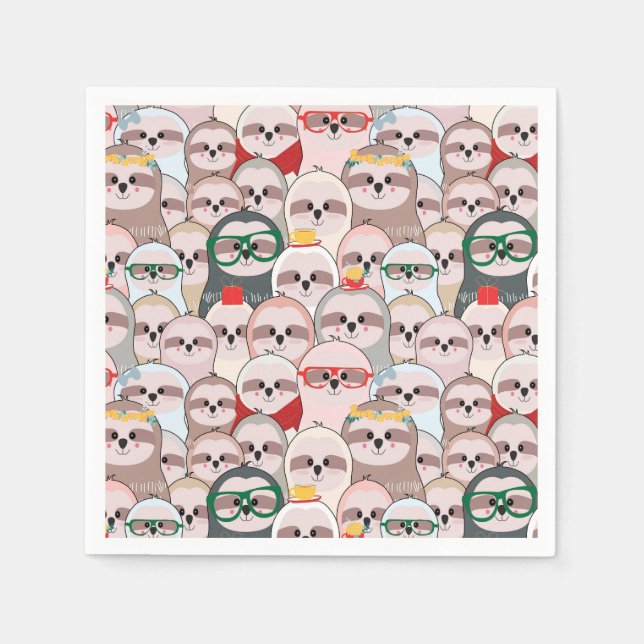 Serviette En Papier Sloth Comic Motif (Devant)