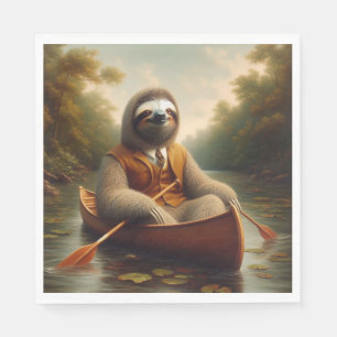 Serviette En Papier Sloth Dans Un Canoë