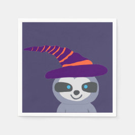 Serviette En Papier Sloth d'Halloween dans le Casquette de Witch