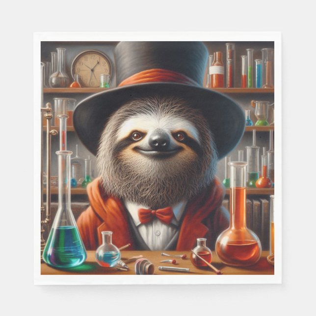Serviette En Papier Sloth Mad Scientifique (Devant)