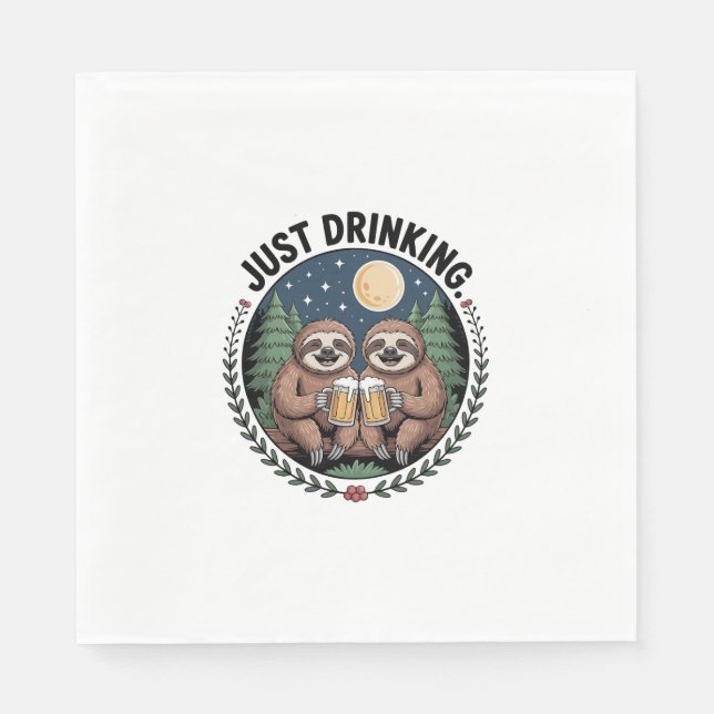 Serviette En Papier Sloth Randonnée avec l'équipe de boisson (Devant)