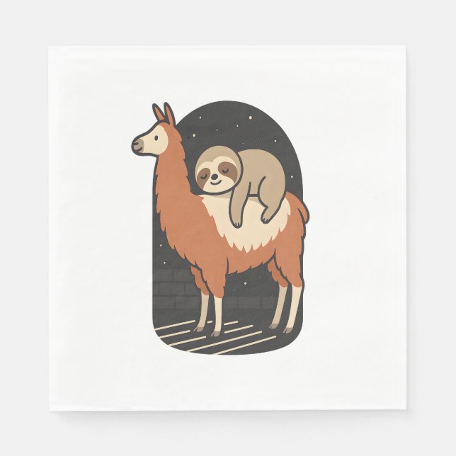 Serviette En Papier Sloth Riding Llama (Devant)