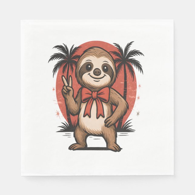 Serviette En Papier Sloth Summer Beach Rocking (Devant)