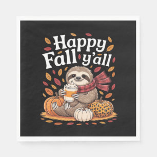 Serviette En Papier Sloth tenant citrouille épices heureux automne Yal