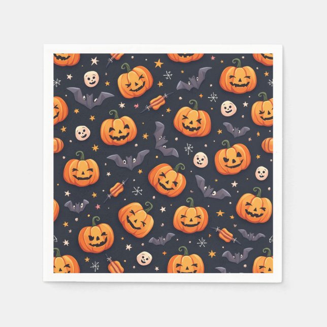 Serviette En Papier Smile citrouilles Halloween motif serviette (Devant)