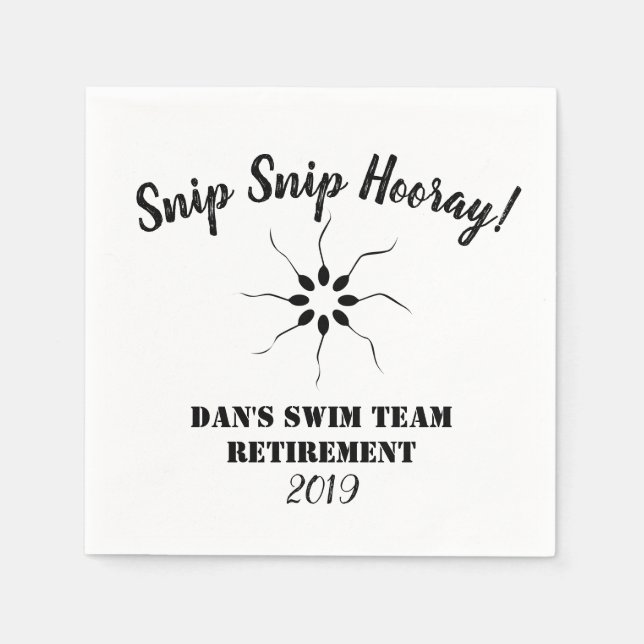 Serviette En Papier Snip Snip Hooray Swim Team Retraite | Vasectomie (Devant)