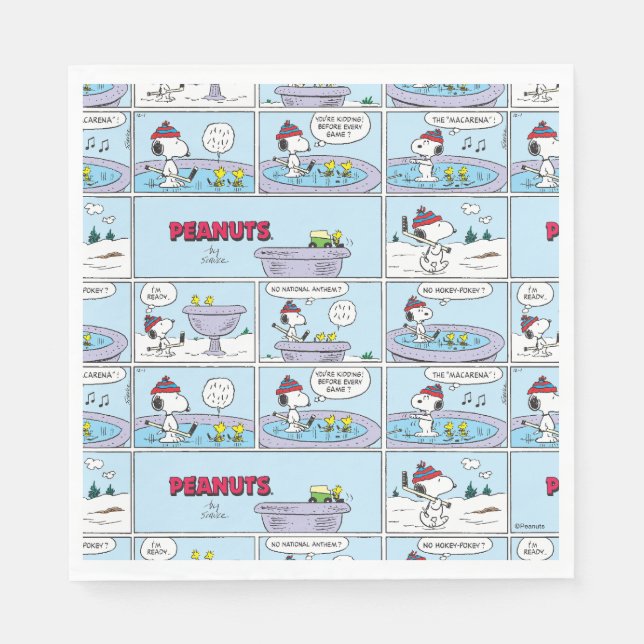Serviette En Papier Snoopy & Amis Jeu de hockey (Devant)