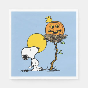 Serviette En Papier Snoopy & Bois Nid Avec Jack O'Lantern