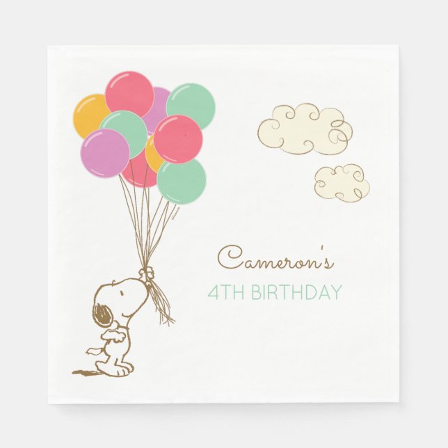 Serviette En Papier Snoopy et Ballons Anniversaire (Devant)