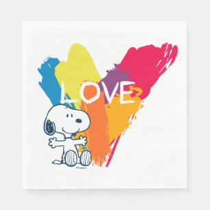 Serviette En Papier Snoopy Rainbow Love Heart