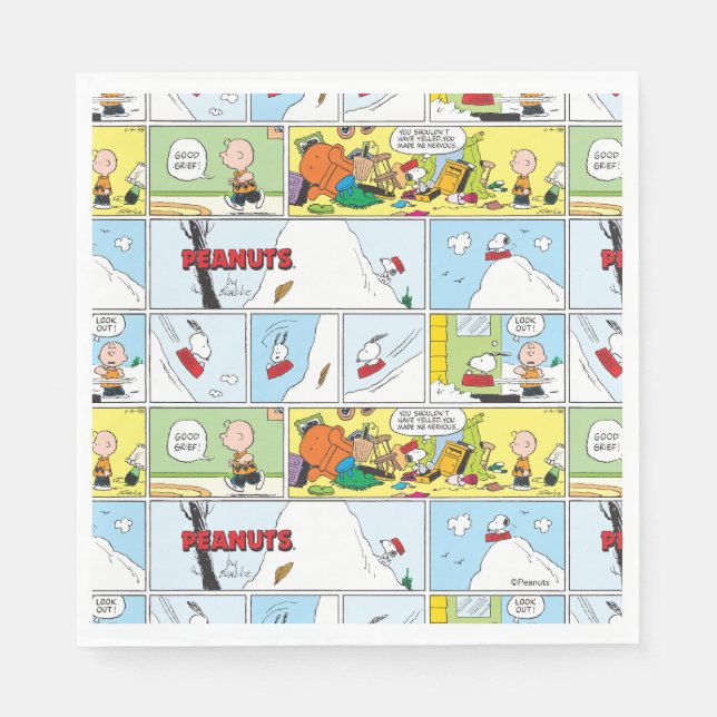 Serviette En Papier Snoopy Sled Riding Food Dish (Devant)