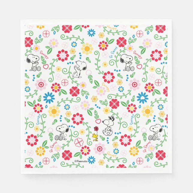 Serviette En Papier Snoopy So Sweet Flower Pattern (Devant)