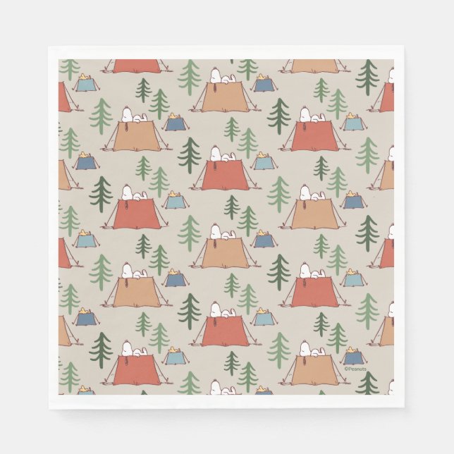 Serviette En Papier Snoopy & Woodstock Go Camping Motif (Devant)
