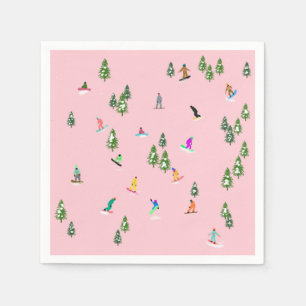 Serviette En Papier Snowboarders rose Illustration du snowboard